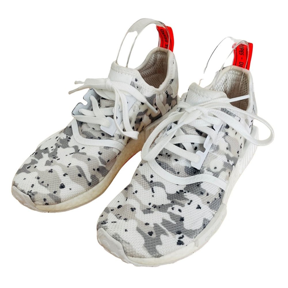 Adidas Women's White Gray Orange Camouflage NMD R1 Camo Pack Tennis Shoes Sz 7.5